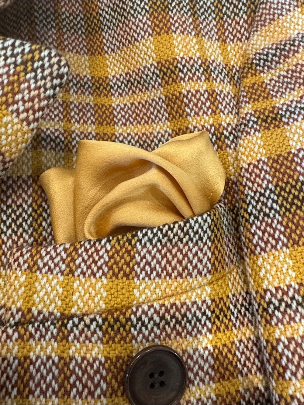 Escada Vintage Wool Orange and Brown Plaid Double-Breasted Blazer EUR 42 US 8 - Picture 4 of 13